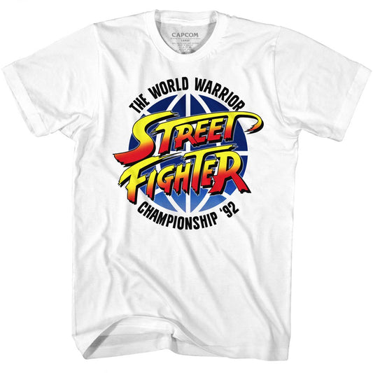 Street Fighter Mens S/S T-Shirt - World Warrior - Solid White Style001