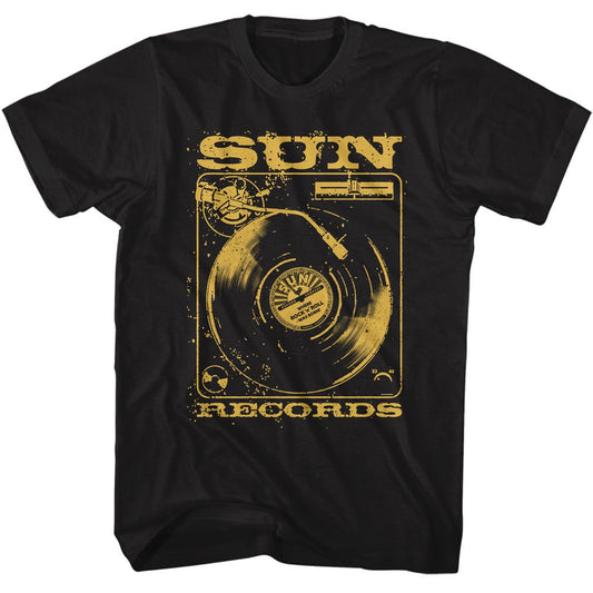 Sun Records - Sunrise Records Record Player - American Classics - Solid Black Adult Short Sleeve T-Shirt