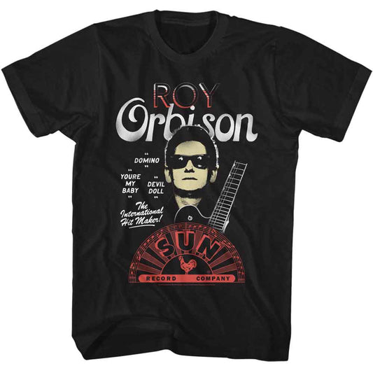 Sun Records - Roy Orbison Guitar Shades - American Classics - Black Adult Short Sleeve T-Shirt