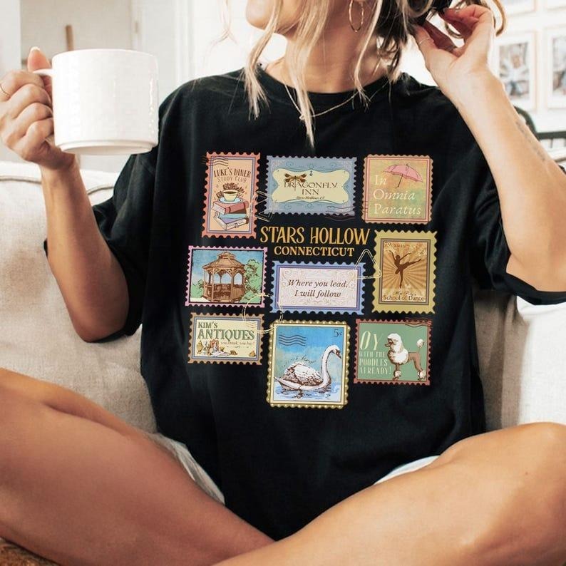 [Sale up to 30%] Comfort Colors Stars Hollow Stamps Shirt ,Luke's Diner Shirt ,Autumn Festival etro Fall TShirt, TV Show Fans Gift