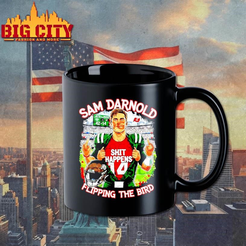 Sam Darnold Shit Happens Flipping The Bird Shirt