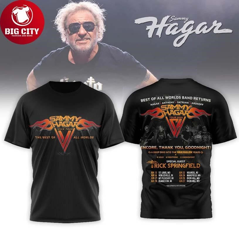 Sammy Hagar Tour 2026 Best Of All Worlds Two Sided Shirt