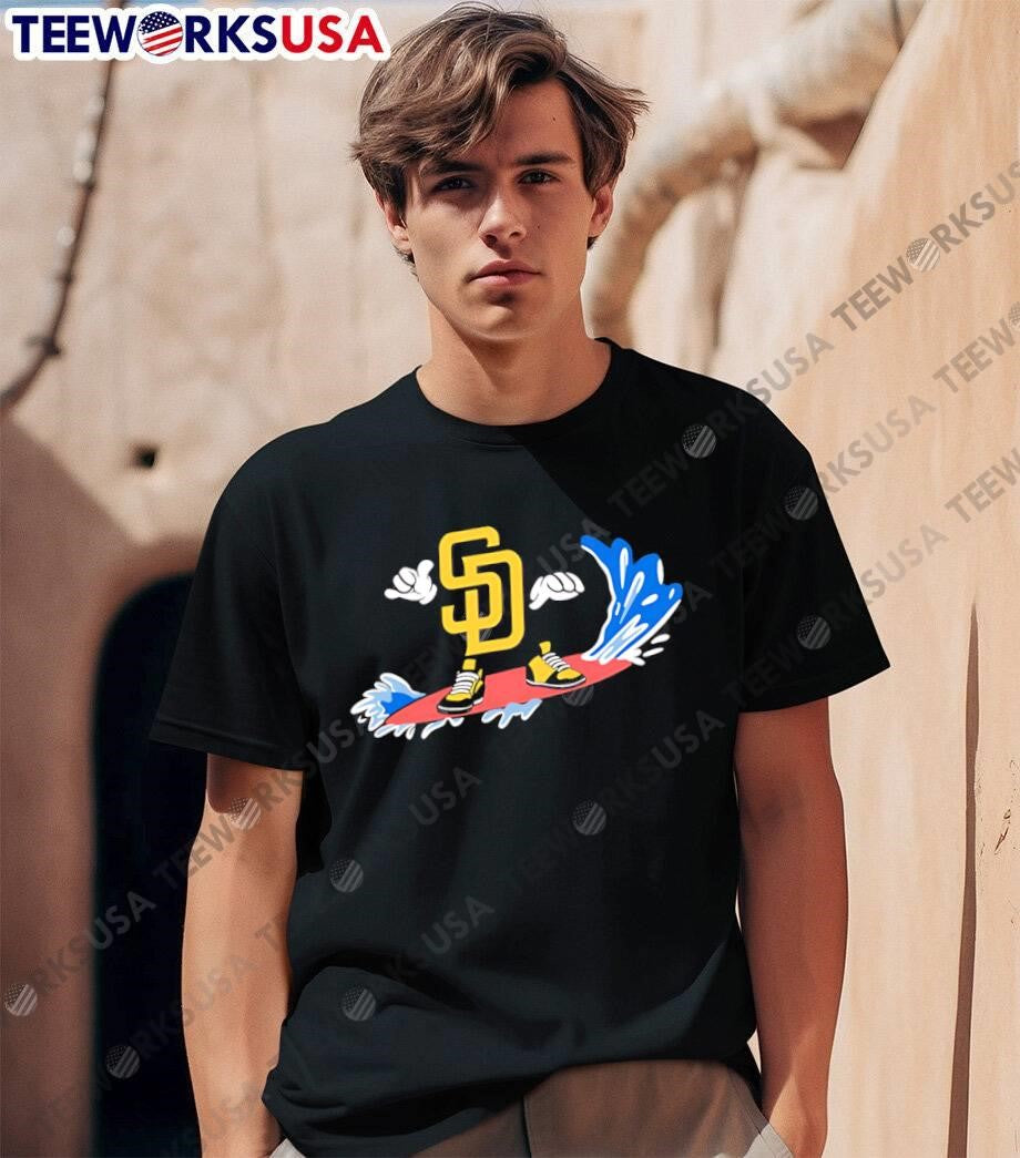 San Diego SD Surfboard Surfing Waves Logo shirt