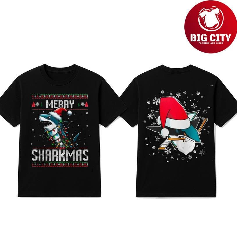 San Jose Sharks Merry Christmas 2025 Two Sided Shirt