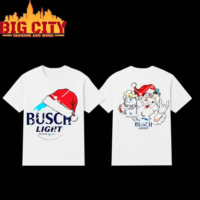 Santa Christmas Busch Light christmas 2 side Shirt