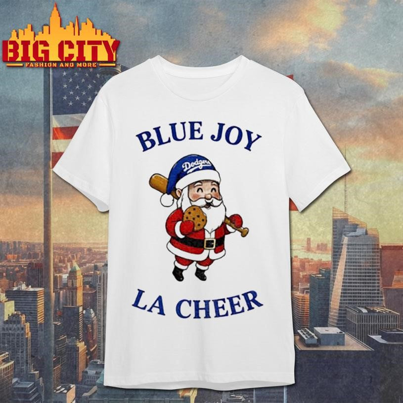Santa Claus Los Angeles Dodgers Blue Joy LA Cheer Baseball MLB Christmas shirt