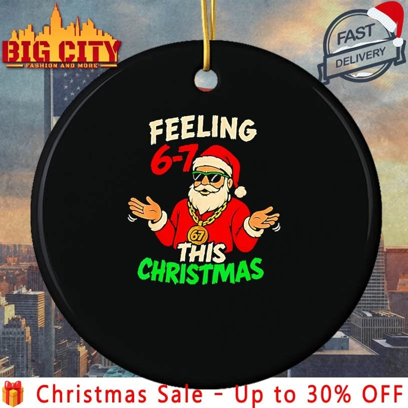 Santa Claus gold necklace 67 feeling 6 7 this Christmas shirt