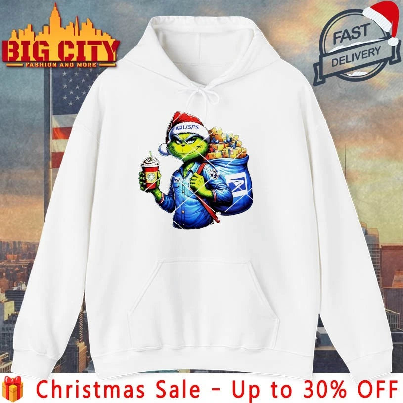 Santa Grinch Christmas as Usps Worker 2025 Shirt