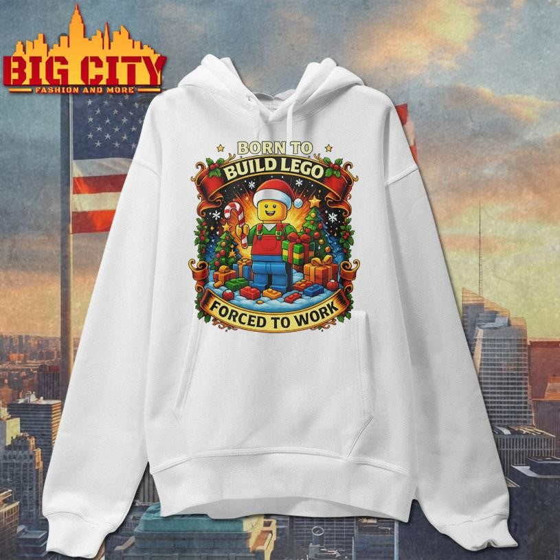 Santa Lego Born To Build Lego Forced To Work Christmas Shirt