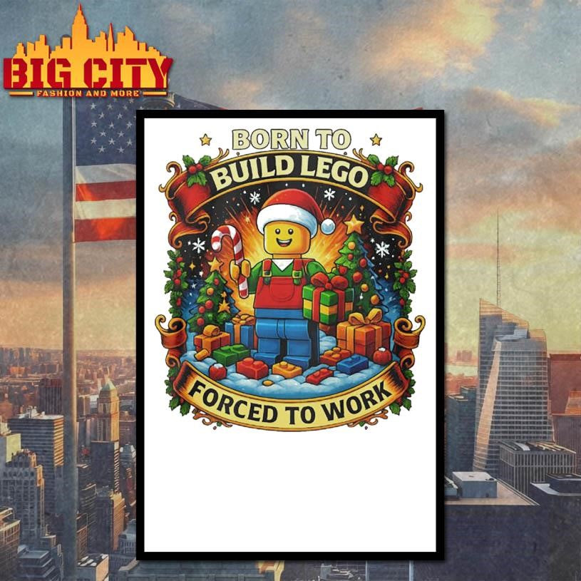 Santa Lego Born To Build Lego Forced To Work Christmas Shirt