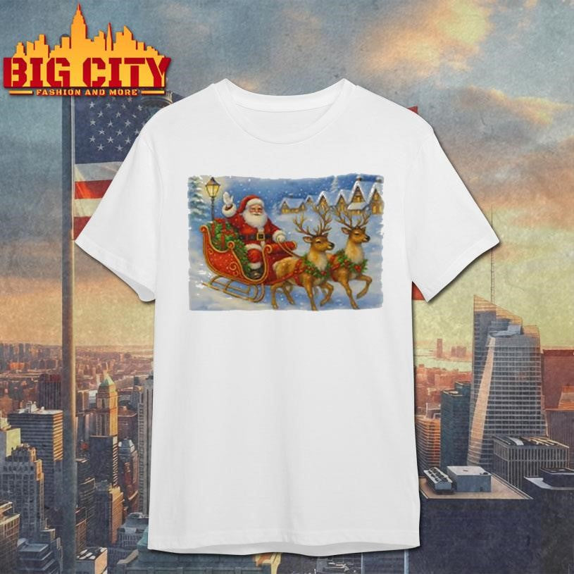 Santa Sleigh Reindeer Christmas Shirt