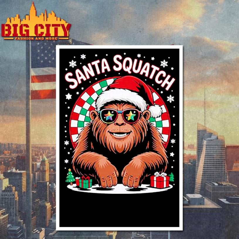 Santa Squatch Bigfoot Santa Christmas Funny Xmas Sasquatch Shirt