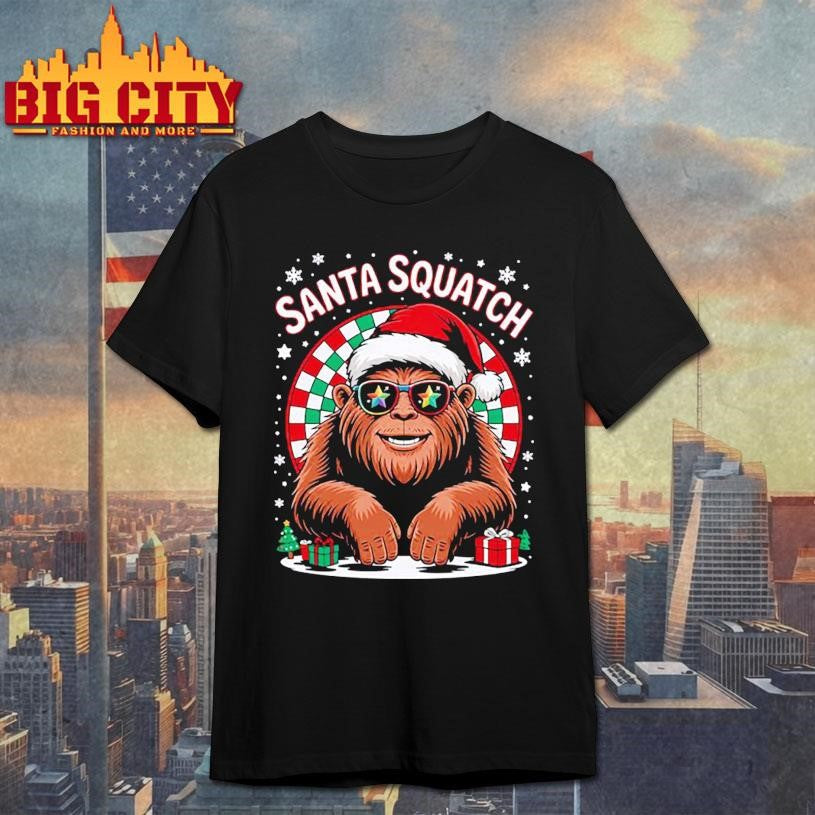 Santa Squatch Bigfoot Santa Christmas Funny Xmas Sasquatch Shirt