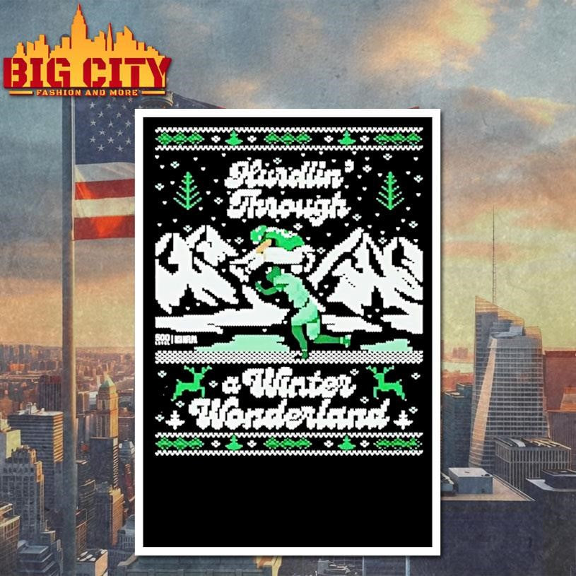 Saquon Barkley Hurdlin Through A Winter Wonderland Philadelphia Christmas Ugly Shirt