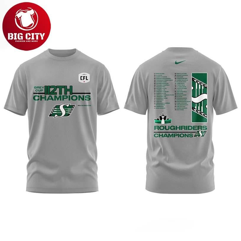 Saskatchewan Roughriders Champions 112th Grey Cup 2025 Two Sided Shirt