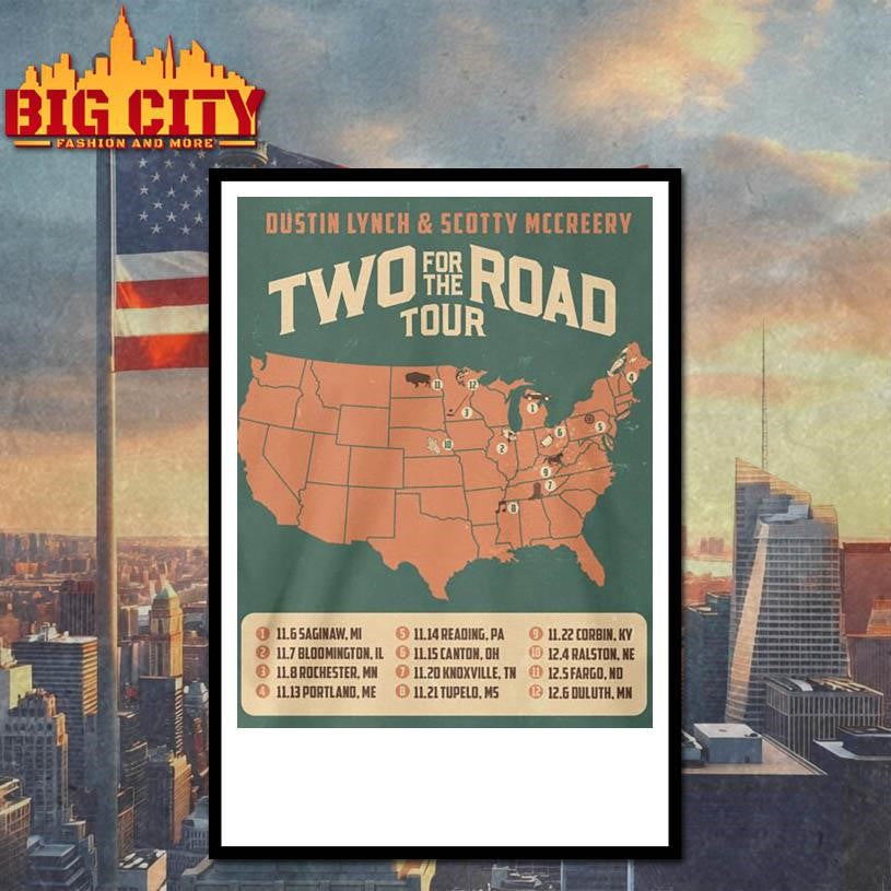 Scotty McCreery and Dustin Lynch TWO FOR THE ROAD TOUR 2025 Shirt