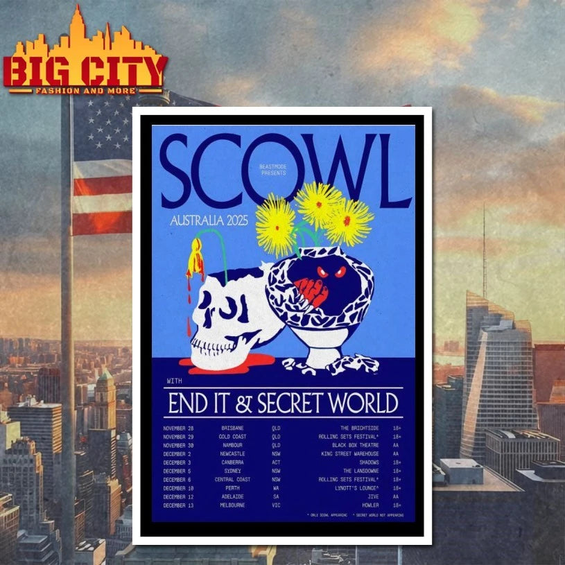 Scowl Australia 2025 Tour poster shirt