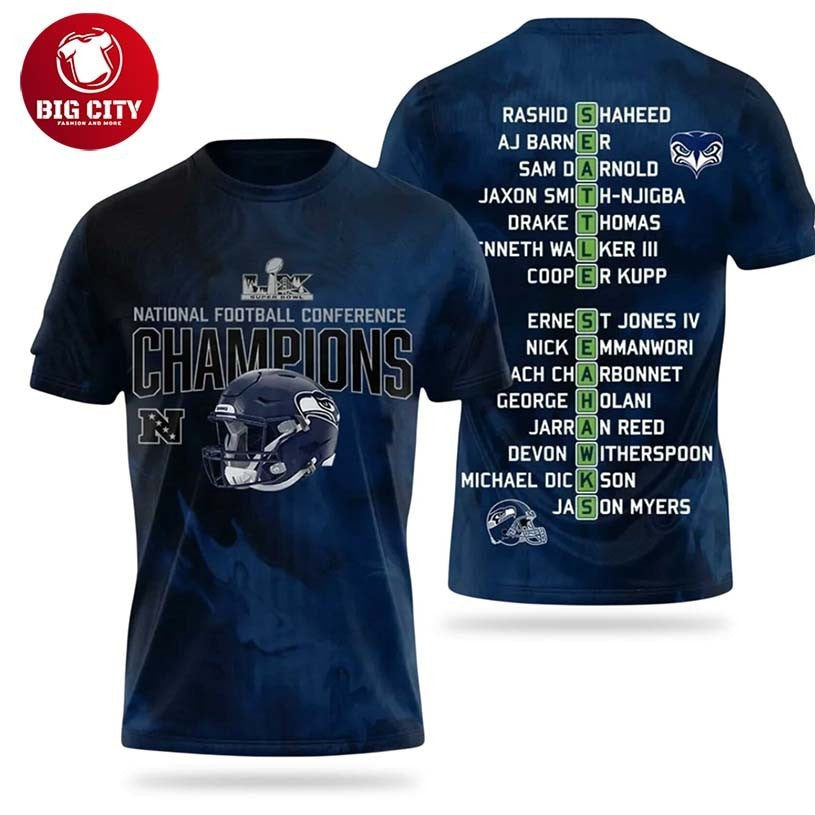 Seahawks 2026 National Football Conference Champions Two Sided Shirt