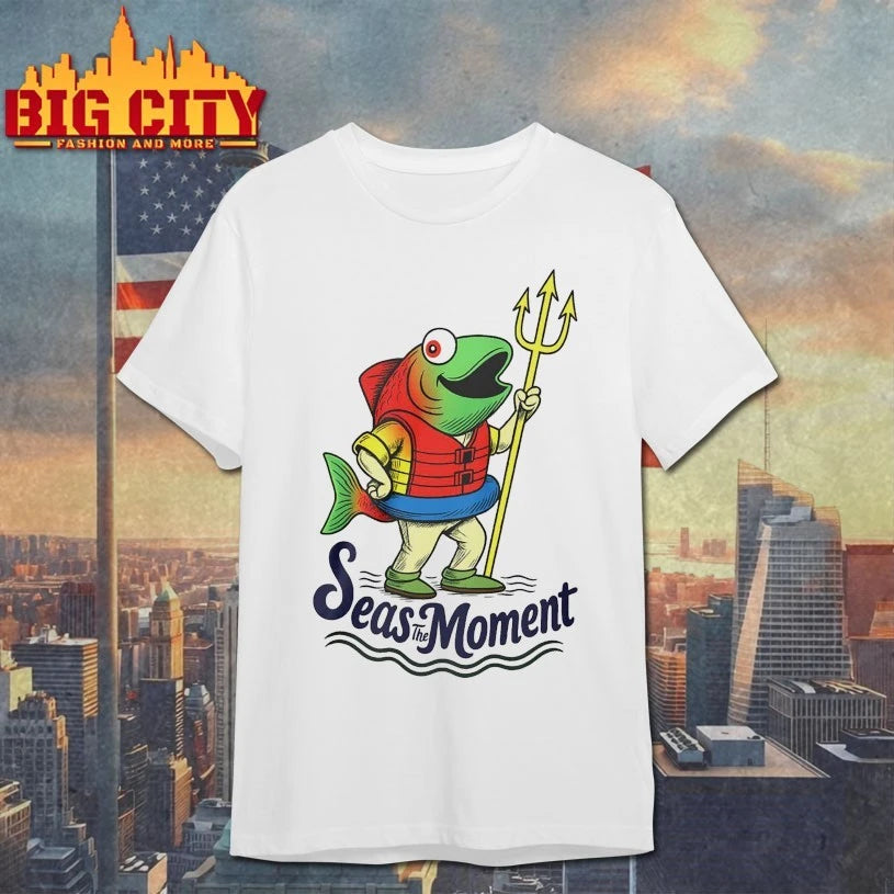 Seas The Moment Humpy Salmon Mariners Holding Trident Shirt