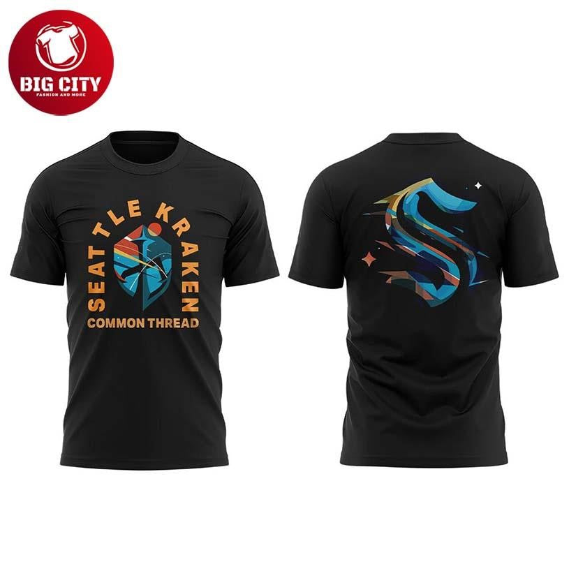 Seattle Kraken Black Hockey History Night 2026 Common Thread Two Sided Shirt