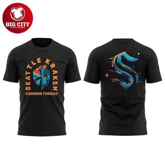 Seattle Kraken Black Hockey History Night 2026 Common Thread Two Sided Shirt
