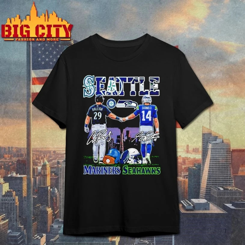 Seattle Mariners And Seahawks Raleigh Darnold Signatures Shirt