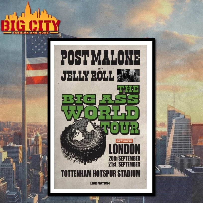 Sep 20-21, 2025 Post Malone with The Big Ass World Event London Poster shirts