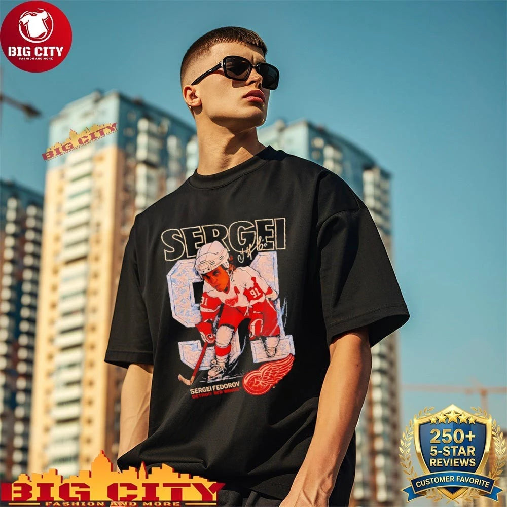 Sergei Fedorov Detroit Red WIngs 91 signature graphic shirt