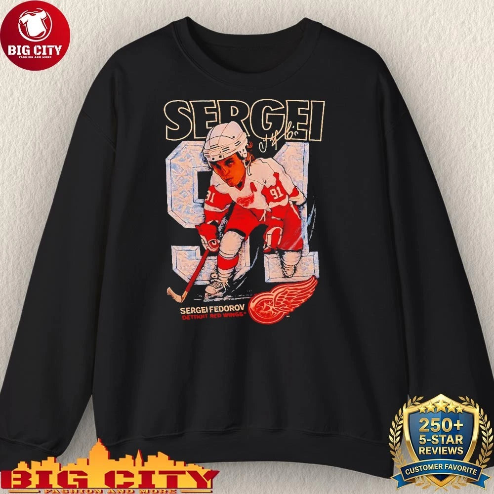 Sergei Fedorov Detroit Red WIngs 91 signature graphic shirt
