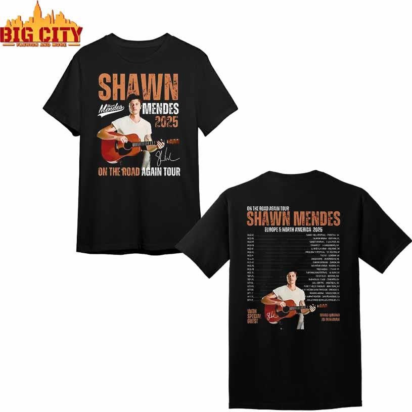 Shawn Mendes 2025 on the road again tour shirt