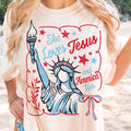 She Loves Jesus and America Too Shirt for Women Christian 4th of July Faith Patriotic Gift Unisex Premium 100% Cotton...