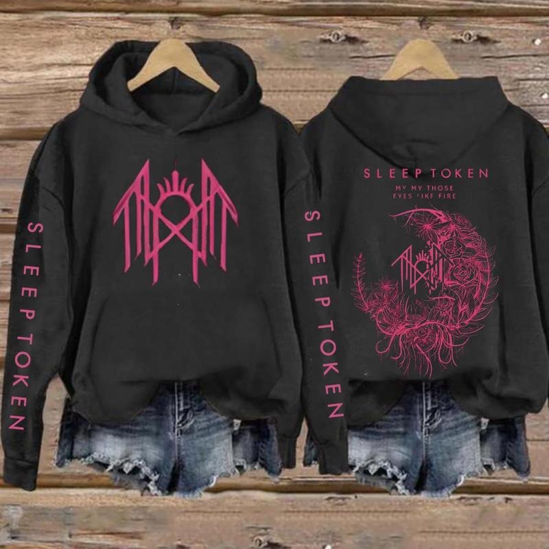 TokenWear-Retro Limited Sleep Token Rose Hoodie/Sweatshirt/Shirt, Unisex Oversize Rock Band Washed Heavyweight Cotton T-shirt, Gift For Gothic sleep token merch Clothes Top Womenswear