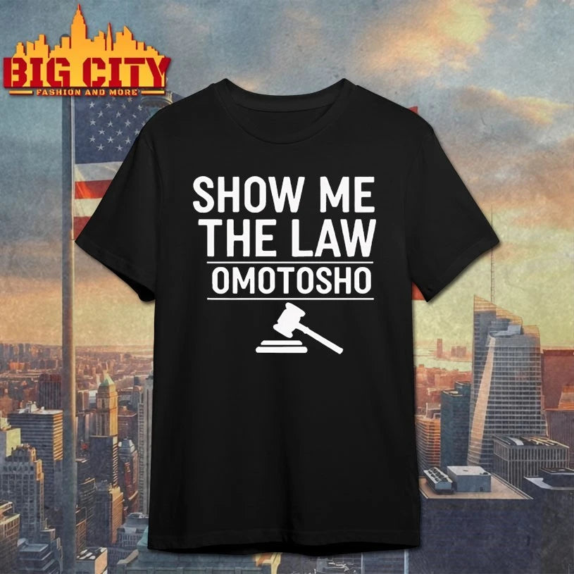 Show Me The Law Omotosho black shirt