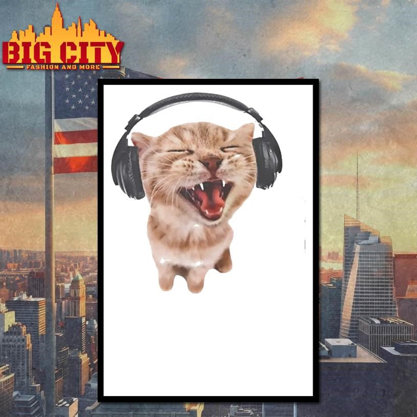 Silly Cat With Headphones Shirt