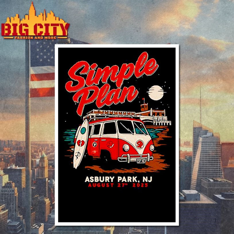 Simple Plan Aug 27, 2025 Asbury Park, NJ, Stone Pony Summer Stage Shirts