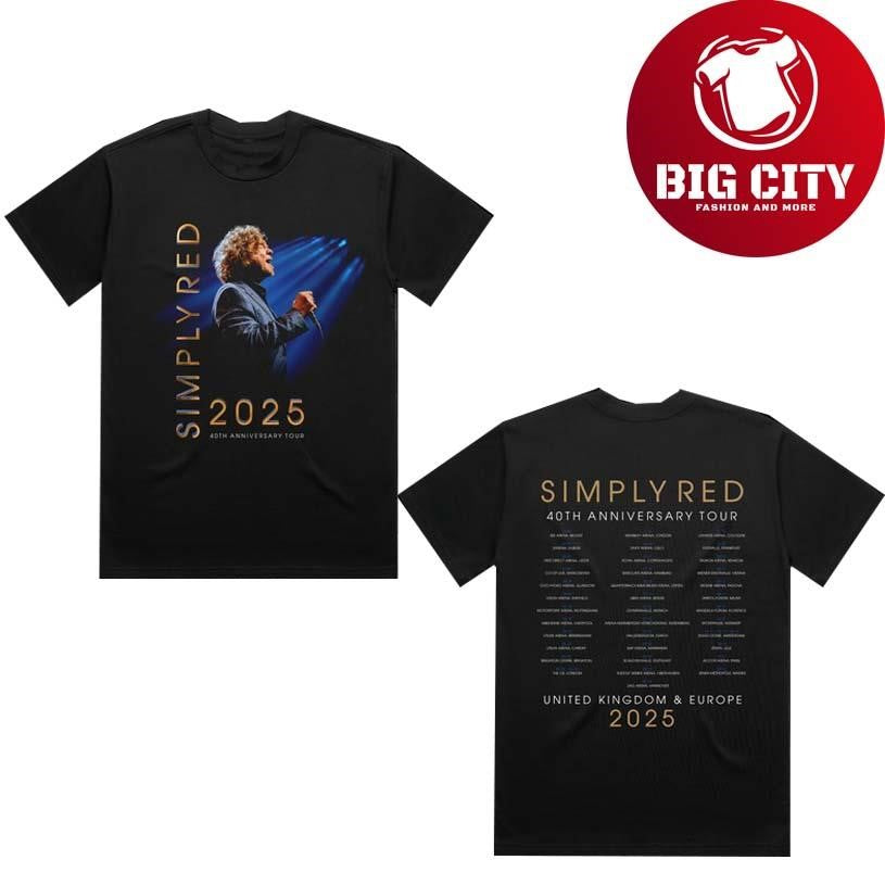Simply Red 40th Anniversary Tour 2025 New Two Sided Shirt
