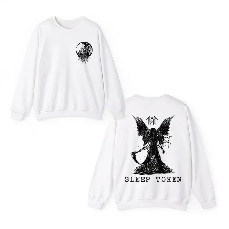Sleep Token Reaper Angel Sweatshirt 2 Sided Sweatshirt, Rock Band Vintage Sweatshirt , Sleep Token Tour Perfect Gift For Fans