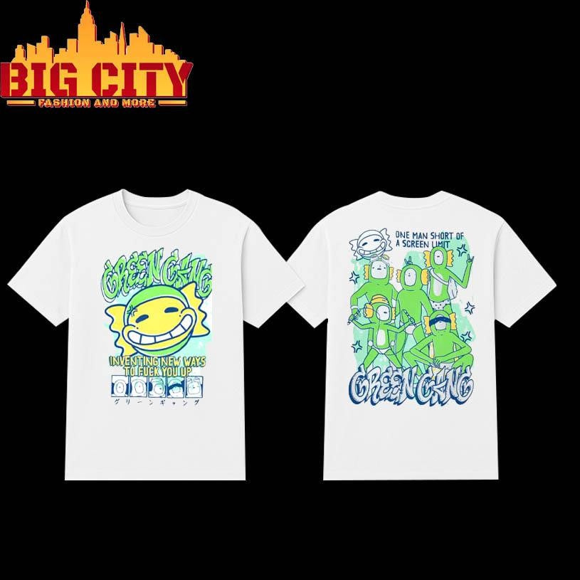 Smiley Graphic Green Gang 2025 Two Sided Shirt
