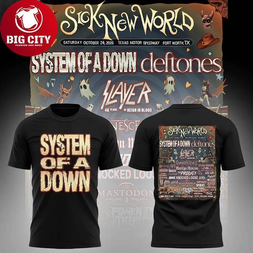 Soad Tour Sick New World 2025 Two Sided Shirt