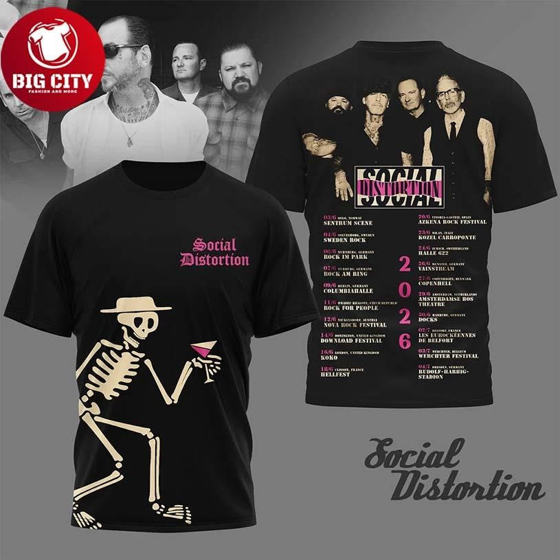 Social Distortion European Tour 2026 Graphic Two Sided Shirt