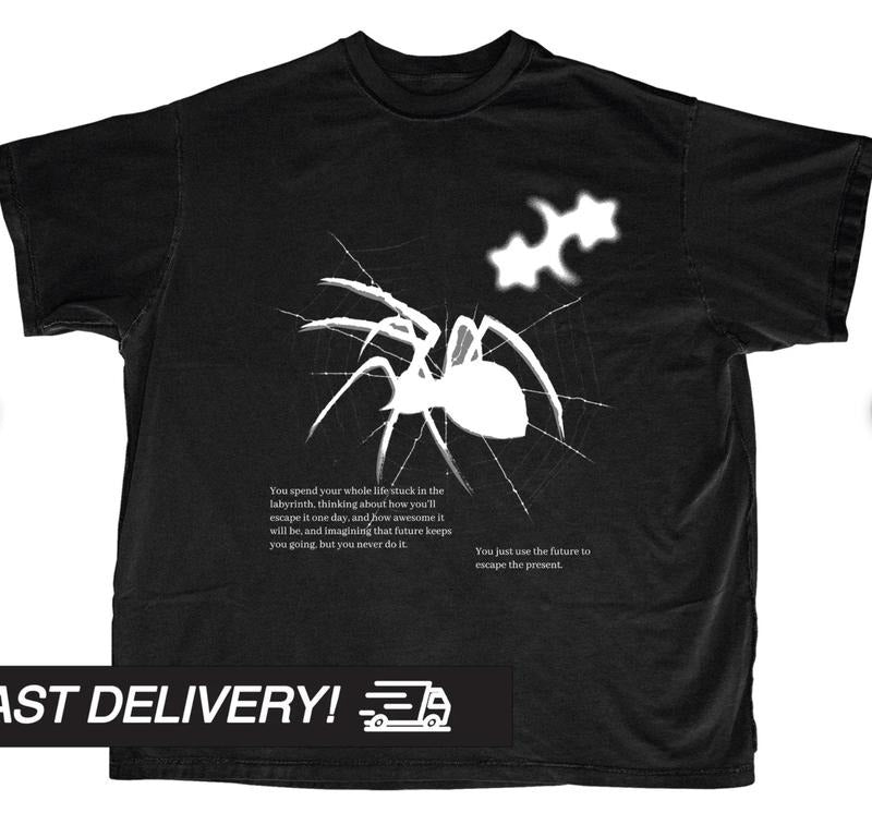 Spider Y2k Shirt, Y2k Top, Harajuku Goth Punk T-Shirt,Alternative Clothing, Y2k Graphic Shirt, Grunge Alt T-Shirts Menswear Underwear