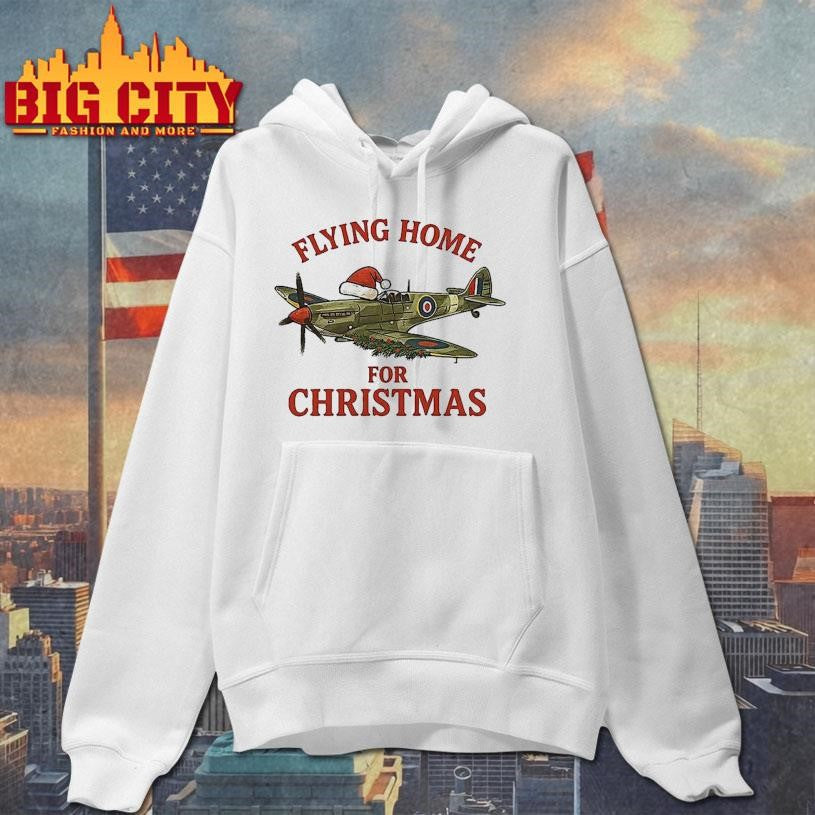 Spitfire Flying Home For Christmas Laurel Shirt