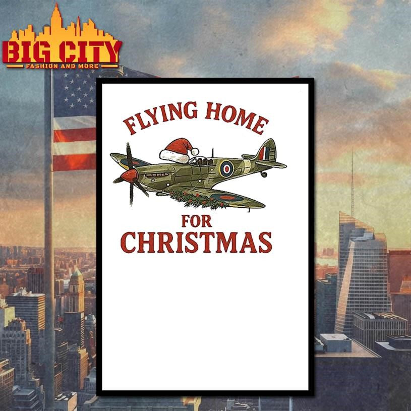 Spitfire Flying Home For Christmas Laurel Shirt
