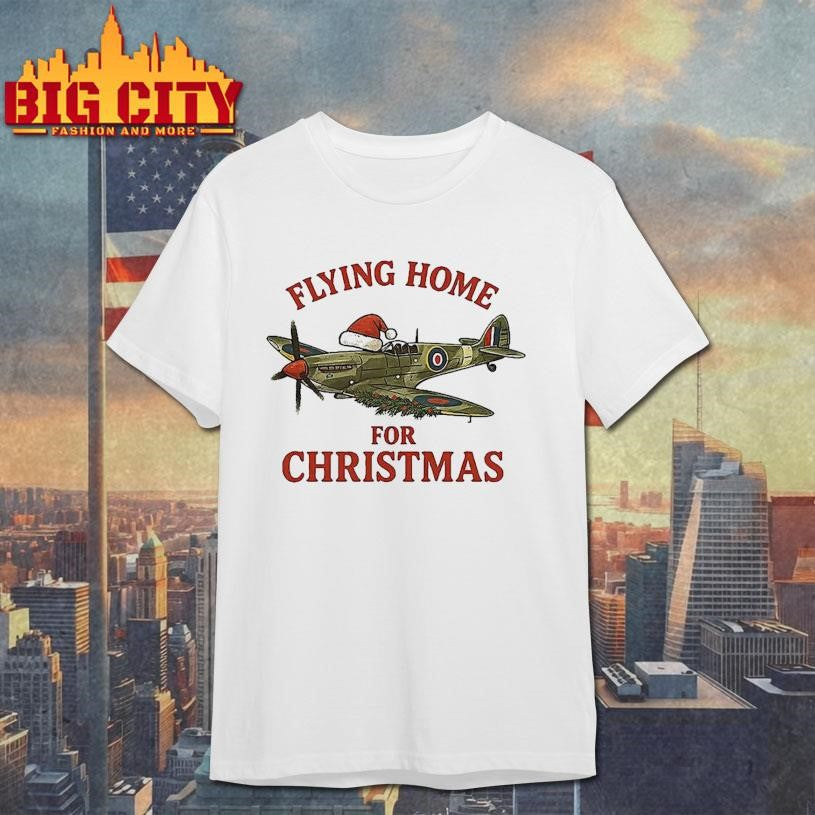 Spitfire Flying Home For Christmas Laurel Shirt