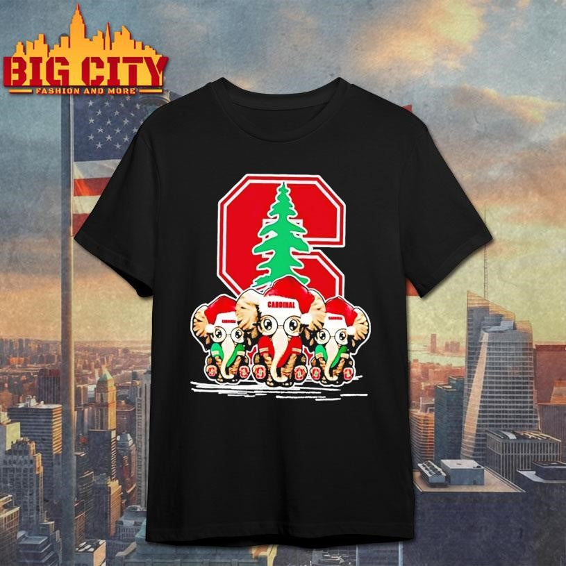 Stanford Cardinal X Elephants Santa Hat Merry Christmas Shirt