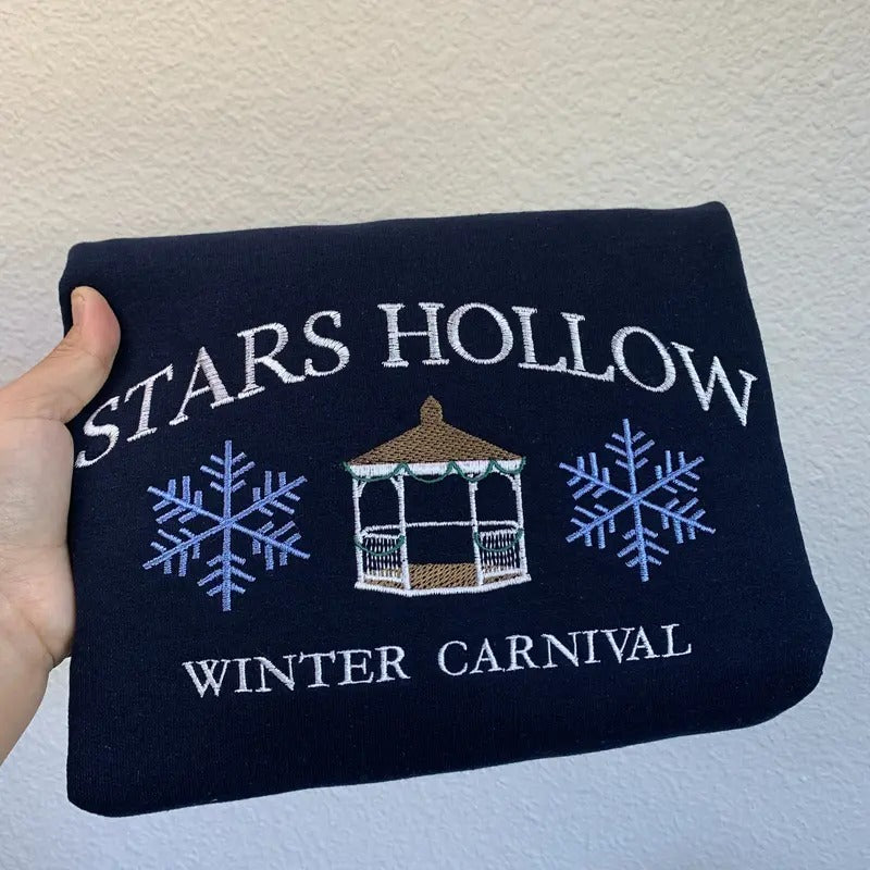 Stars Hollow Winter Carnival Embroidered Sweatshirt | Cozy Sweater | Winter Wonderland Apparel | Unisex Holiday Sweatshirt