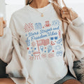 Stars Stripes And Freedom Vibes T-Shirt, Fourth Of July Shirt, Cute Doodle 4th Of July Shirt, Patriotic Sweatshirt,...