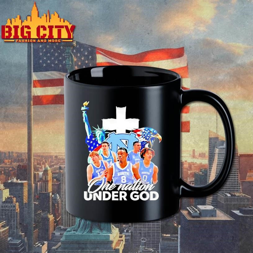 Statue Of Liberty Eagle And North Carolina Tar Heels Players One Nation Under God Shirt