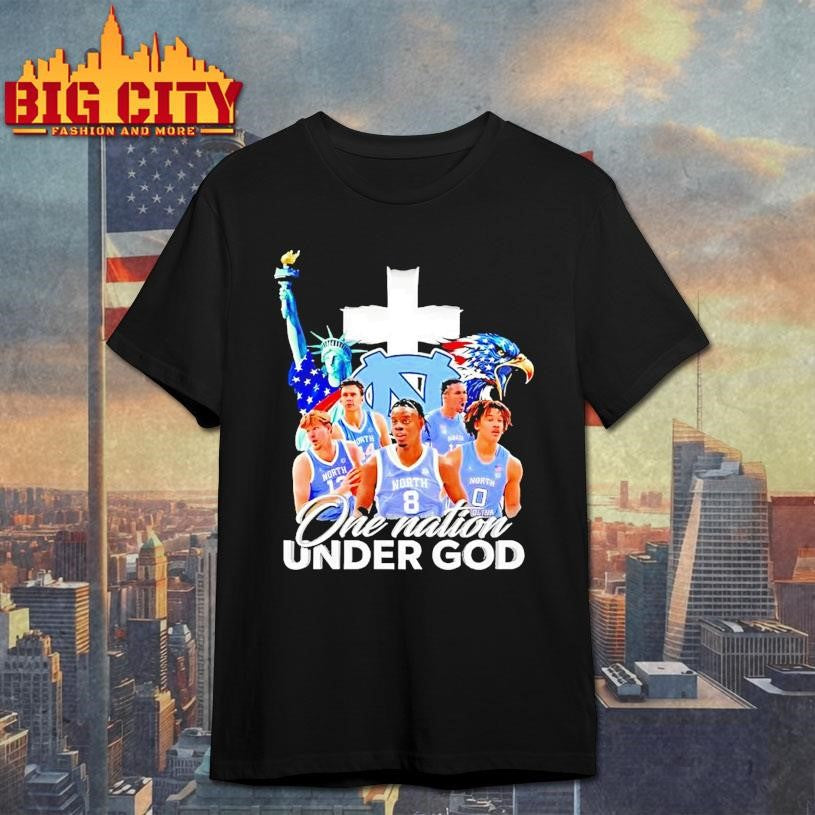 Statue Of Liberty Eagle And North Carolina Tar Heels Players One Nation Under God Shirt