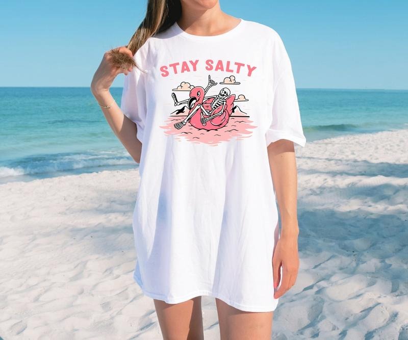 Stay Salty Tee, Salty Skeleton T-shirt, Beach Tee, Salty T-shirt, Funny Skeleton Beach Tee